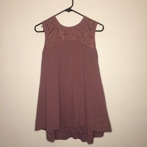 Simply Vera Plum Sleeveless Blouse with Bejeweled Front and Button up …